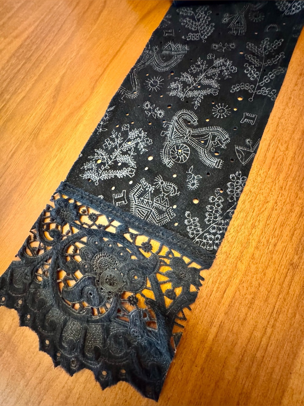 Unique & Special Strévé Designs Decorated & Perforated Leather Scarf, Handmade